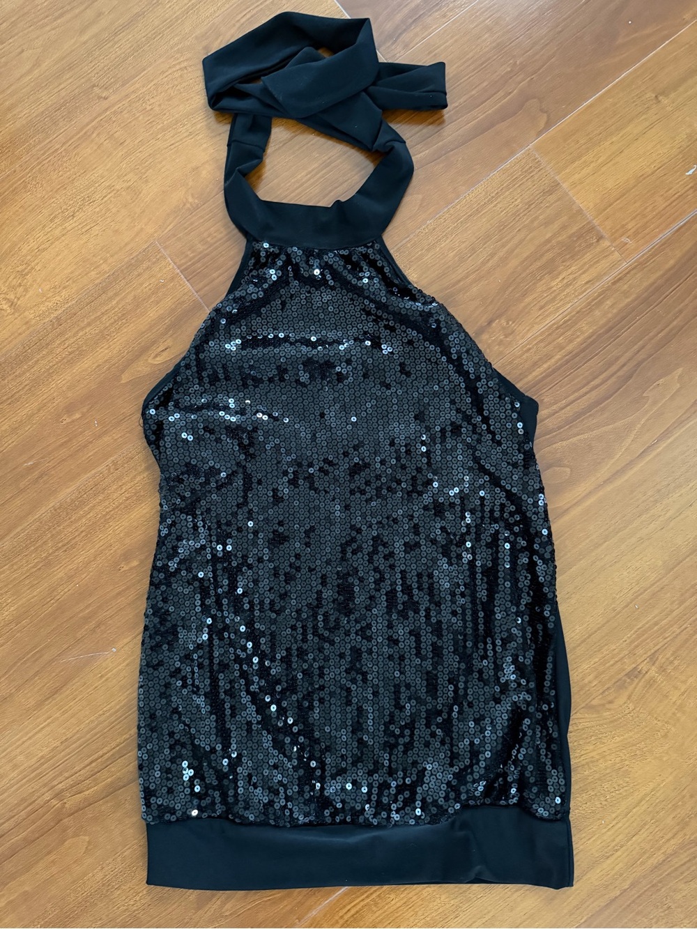 Body Central Black Sequin Halter Tank Top